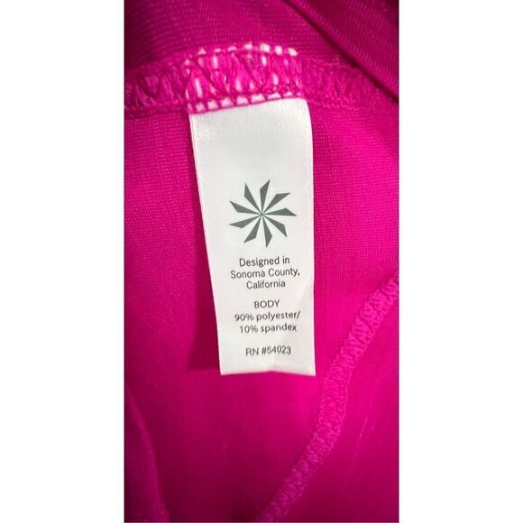 Athleta Short Sleeve Magenta Athletic T-Shirt With Front Zipper - Picture 5 of 5